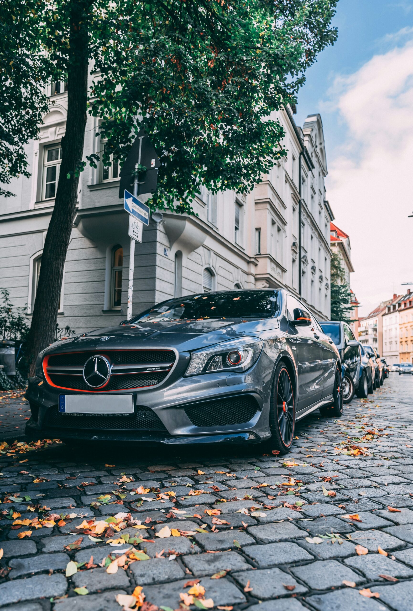 mercedes-outside-on-sun-day